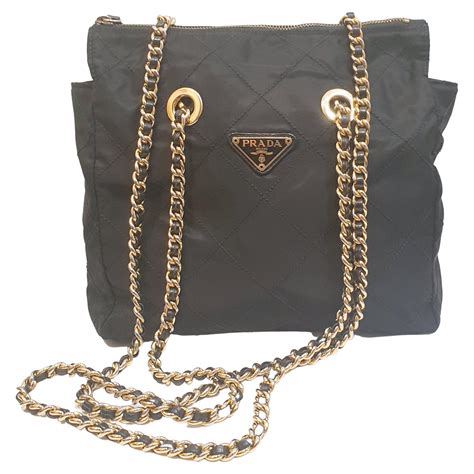 prada baguette bag with chain|prada nylon shoulder bag black.